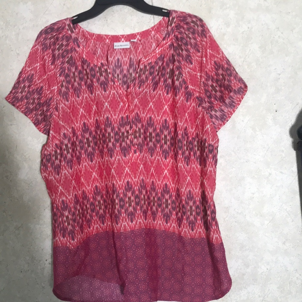 Kim Rogers Pink and Purple Graphic Blouse